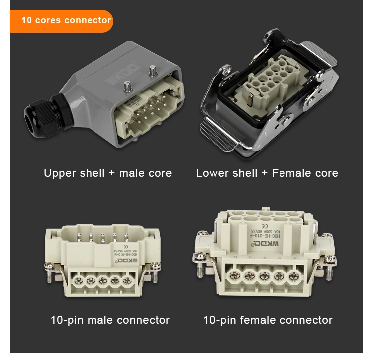 10 Pin Heavy Duty Cable Connectors Without Shell Male &amp; Female Connectors