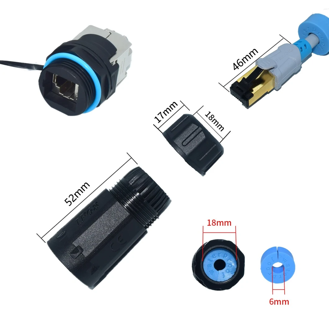 Yxy IP68 RJ45 Connector CAT6 Shielded Panel Mount Care Connector Female IP68 Waterproof No Wire Bonding Quick Connector