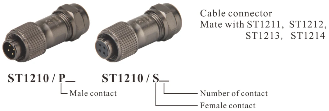 Weipu St1210 2 3 4 5 6 7 9 Pins Solder IP67 Waterproof Metal Female Plug Circular Connector
