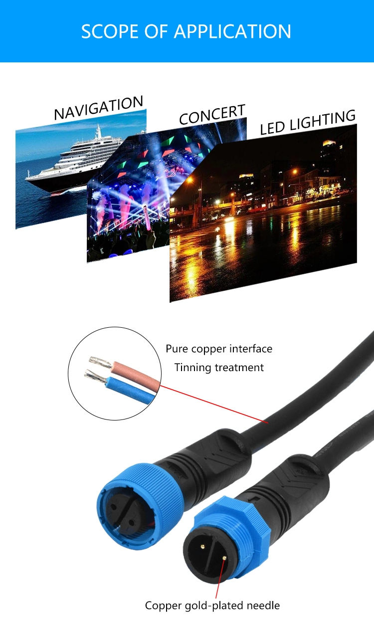 Yxy M15 Waterproof Connector Nylon IP68 Waterproof 2 Pin Male Female Cable Connector for Street Solar Light