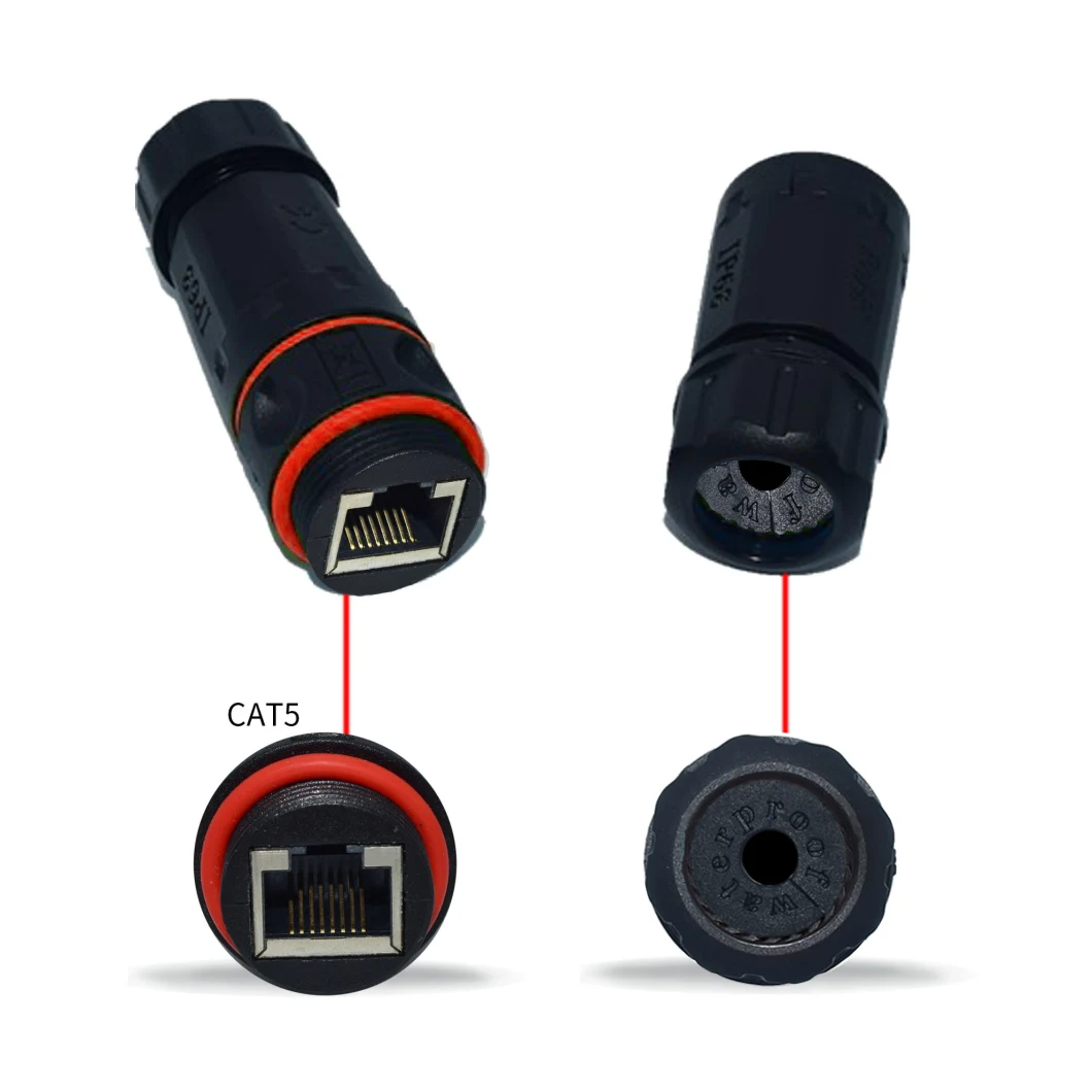 High Quality RJ45 Connector Cat5e Network Jack 8pin Cable Connector IP68 Waterproof Connector for Outdoor