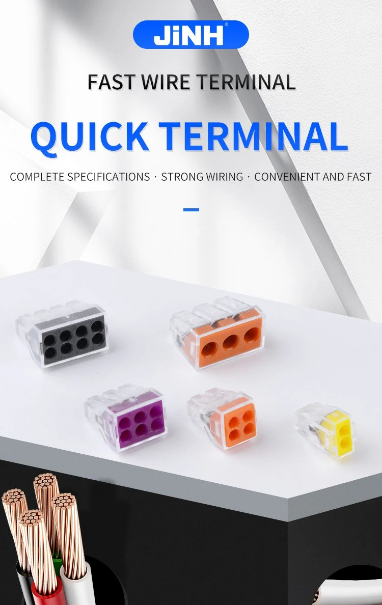 Electrical Compact Mini Screwless 8 Way Unit Spring Quick Push in Wires in-Line Cable Connectors