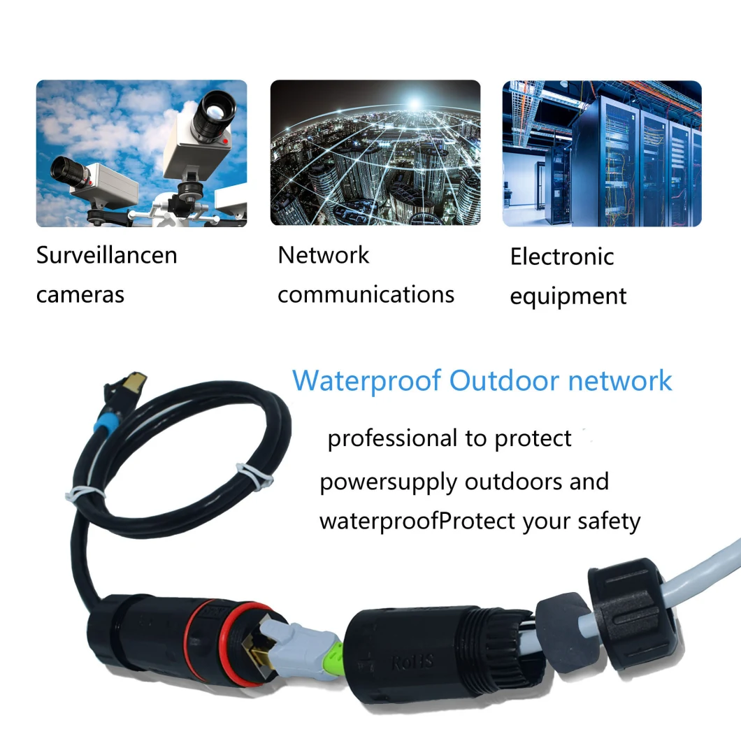 High Quality RJ45 Connector Cat5e Network Jack 8pin Cable Connector IP68 Waterproof Connector for Outdoor