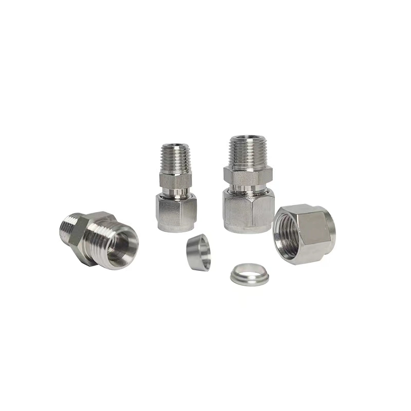 Stainless Steel Double Ferrule Male Connector, Stainless Steel Double Ferrules Metric Tube 2 mm to 38 mm Male Thread Connectors