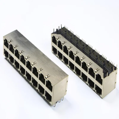 Dual 2X8 Ports RJ45 Connector with UL Certificate